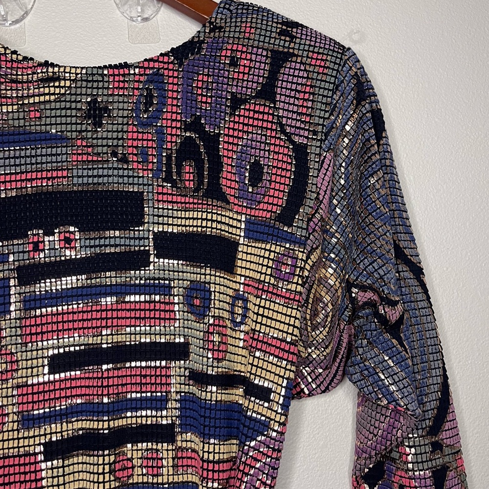 Vintage 80’s Janine Of London Metallic Mosaic Dress - Picture 8 of 14
